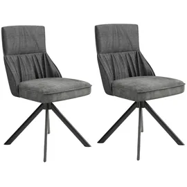 byLIVING Esszimmerstuhl California (Set), 2 St., Samtstoff Velvet-Webstoff, 2er-Set, mit Taschenfederkern, 180 Grad drehbar mit Rückholfunktion, grau