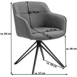 SAM Outillage Esszimmerstuhl Drehstuhl mit Armlehnen ocean schwarz Watson (2er Set)