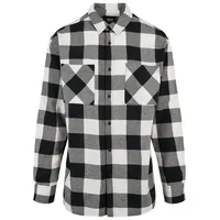 URBAN CLASSICS Long Oversized Checked Langarmhemd - Black /