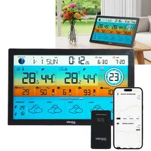 shop'n smile ideoon WLAN Funk Wetterstation mit XXL-Farb-Display Schwarz