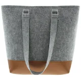 Frank Flechtwaren Shopper, Filzshopper, Einkaufstasche, Tasche Cognac Grey 45 x 13 x 35 cm, GH 68 cm - Grau/Braun