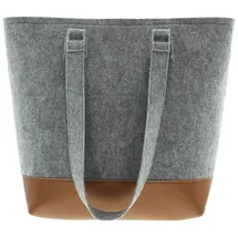 Frank Flechtwaren Shopper, Filzshopper, Einkaufstasche, Tasche Cognac Grey 45 x 13 x 35 cm, GH 68 cm - Grau/Braun