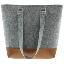 Frank Flechtwaren Shopper, Filzshopper, Einkaufstasche, Tasche Cognac Grey 45 x 13 x 35 cm, GH 68 cm - Grau/Braun