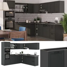 Vicco Winkelküche R-Line L-Form 237 x 247 cm Anthrazit Landhaus