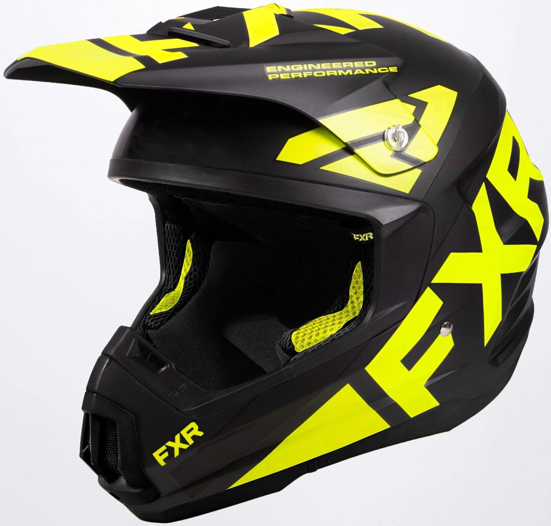 FXR Torque Team Snowmobil Helm, schwarz-gelb, Größe L