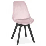 KADIMA DESIGN Esszimmerstuhl Eleganter Samtstuhl aus Holz mit Textilbezug Wohnzimmermöbel (Rosa Esszimmerstuhl mit schwarzem Holzrahmen 48x56x85 cm), Gepolsterter Designerstuhl im Vintage Stil Kadima Design Kollektion rosa|schwarz
