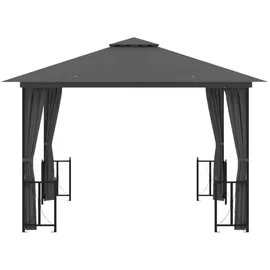 vidaXL 318541 Pavillon mit Seitenwänden & Doppeldach 3 x 3 m anthrazit