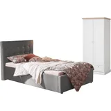 otto home Jugendzimmer-Set Hamar-Binz, (Set, 2-tlg), Polsterbett und Kleiderschrank grau
