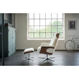KAWOLA Relaxsessel TOSAR Velvet 83 x 110 x 83 cm cremeweiß mit Hocker