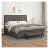 vidaXL Boxspringbett mit Matratze Grau 180x200 cm Kunstleder