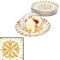 6x Wald ocker Kuchenteller Steingut 6 Pers. Dessertteller Frühstück Weihnachten