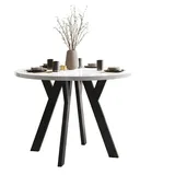 Lookway Esstisch VOLTA GLOSS Runder ausziehbarer Tisch mit Hochglanz Tischplatte (1 Tisch), Durchmesser: Ø 100 cm schwarz