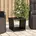 mit Glasplatte Beige Poly Rattan Hartglas