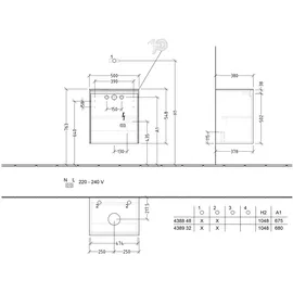 Villeroy & Boch Collaro Waschtischunterschrank 500 x 548 x 380mm, mit LED Beleuchtung - Nordic Oak