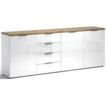 Sideboard 240 x 89 x 43 cm Weiß Hochglanz