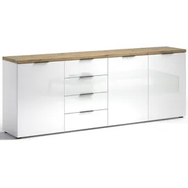 Sideboard 240 x 89 x 43 cm Weiß Hochglanz