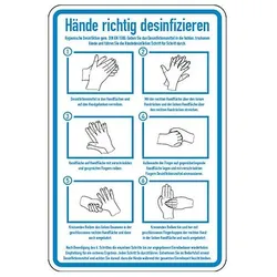 Hinweisschild Hände richtig desinfizieren (Ausführung: Kunststoff)