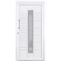 HORI Haustür Kunststoff, aluminium, Komplettset konfigurieren, Hauseingangstür Modern - Farbe: weiß - DIN links - Modell: Stripe - 210 x 110 cm
