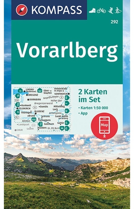 Kompass Wanderkarten-Set 292 Vorarlberg (2 Karten) 1:50.000, Karte (im Sinne von Landkarte)