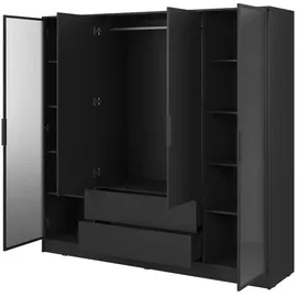 masseno Drehtürenschrank CATERINA 206 x 200 x 51 cm Schwarz