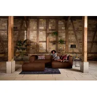 W.SCHILLIG Ecksofa around-the-block Mega-Sofa & Hocker, viel Platz, Breite 300cm, L-Form, Spar-Set, inklusive Hocker, mit eleganter Biese, mit Federkern braun