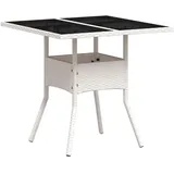 vidaXL Gartentisch mit Glasplatte 80 x 80 x 75 cm Weiß