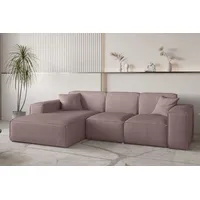 Fun Möbel Ecksofa Designersofa CELES PREMIUM in Stoff Scala Lavendel Ottomane Links - Rosa