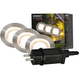 Briloner LED Außen-Bodenstrahler Connect to Shine 3er Starterset 10W warmweiß