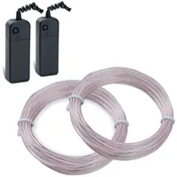 Sunboia 5Mt EL Kabel Neon Beleuchtung leuchtschnur Flexible Glühdraht EL wire Elektrolumineszenzdraht mit Controller Weihnachtslicht Partylicht Club Halloween Kostüm Festival (Weiß)