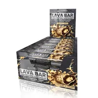 IronMaxx Lava Protein Bar - Cookies and Cream - 18x40g | High Protein Riegel mit cremigem Kern & Erdnuss-Karamell-Topping | Zuckerarm & ohne Palmöl