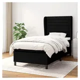 Lattenrost mit Matratze, Schwarz, 90 x 190 cm, Stoff, Plattformbett mit Lattenhalter, einfache Montage, für Schlafzimmer, Erwachsene