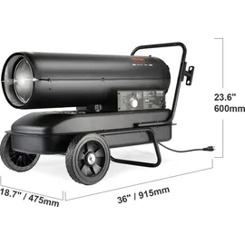 Vevor Kerosin-/Diesel-Warmluftheizung 100.000 BTU 29,3 kW Schwarz
