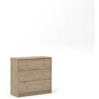 VCM Maria Kommode niedrig mit 3 Schubladen, hell walnuss.