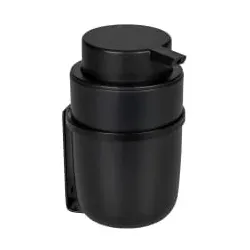 WENKO Turbo-Loc® Seifenspender Carpino, Befestigen ohne Bohren 25347100 , 1 Stück, Farbe: Behälter: Schwarz, Pumpkopf: Schwarz, Befestigung: Schwarz