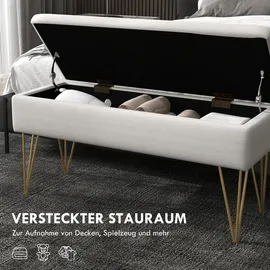 Homcom Sitzbank Polsterbank mit Stauraum, Leinenoptik, Bettbank mit Stahlbeine