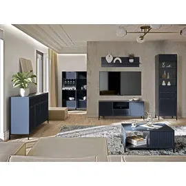 beautysofa Schreibtisch LINNA LS-12 – Moderner mit Geriffelte & Metallbeinen, Farbe: Indigo - Dunkelblau