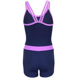 Aquarti Badeanzug Mädchen mit Bein Racerback Dunkelblau/Lila 158
