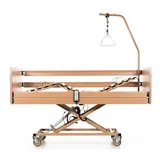 Burmeier Bett Westfalia IV Pflege und Seniorenbett (Lattenrost 4-geteilt, Robustes und stabils Bett, elektronisch verstellbar verstellbar (35-80cm), 200kg Arbeitslast), Kompletter Seitenschutz Mehr Lebensqualität Einfache Montage braun