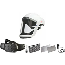 3M Speedglas Versaflo Schutzhelm M206 Komfort-Gesichtsabdichtung mit Adflo Gebläse-Atemschutz mit Luftschlauch QRS, Adapter, Luftmengenmesser, Vorfilter, Funkensperre, Partikelfilter, Lithium-Ionen-Akku und Ladegerät