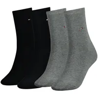 TOMMY HILFIGER Damen Socken, 4er Pack - Classic, Strümpfe, einfarbig Schwarz/Hellgrau 35-38