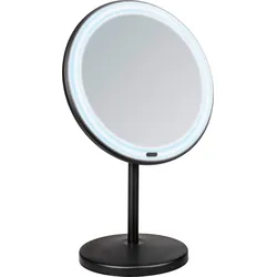 Kosmetikspiegel WENKO "Onno" Spiegel Gr. B/H/T: 20 cm x 34 cm x 13,5 cm, schwarz Kosmetikspiegel schwarz, mit LED und Touch-Funktion