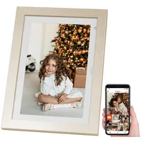 Somikon WLAN-Bilderrahmen, 25,7 cm / 10,1" IPS-Touchdisplay, weiß, Holzrahmen