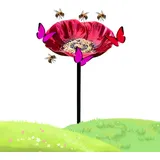 Bienentränke Gartenstecker Metall Insektentränke für den Außenbereich, Vogeltränke Blumenform Bienenwasser Feeder, Wetterfeste Blumengartenstecker Futterschale Rasen (1)