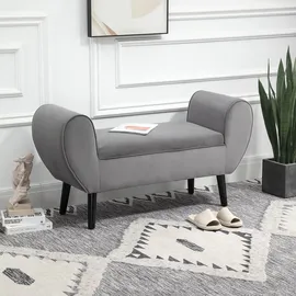 Homcom Sitzbank mit Stauraum Samtartiges Polyester Gummiholz Grau