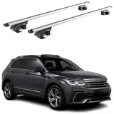 Aurilis OMAC Dachträger Alu für VW Tiguan AD1 Allspace BW2 2016-2025 5 türig Silber ABE 2x (2-St), Wasserbeständig,Abnehmbar,Multifunktional,Leichtgewichtig grau|silberfarben