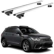 Aurilis OMAC Dachträger Alu für VW Tiguan AD1 Allspace BW2 2016-2025 5 türig Silber ABE 2x (2-St), Wasserbeständig,Abnehmbar,Multifunktional,Leichtgewichtig grau|silberfarben