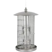 Dehner Natura Wildvogel-Futterspender Triple, Ø 22 cm, Höhe 36.5 cm, Metall, silber Ø Natura Wildvogelfutter, Meisenknödel ohne Netz, 30 Stück (3 kg)