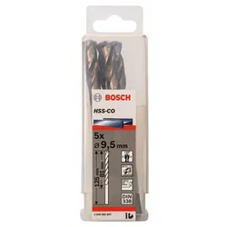 Metallbohrer HSS-Co, DIN 338, 9,5 x 81 x 125 mm, 5er-Pack