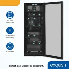 Exquisit GKS240-GT-160C Getränkekühlschrank (237 l, 1400 mm hoch, Schwarz)