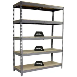 Proregal Schwerlastregal Wood Yeti Five HxBxT 200 x 180 x 75 cm Fachlast 400 kg Grau